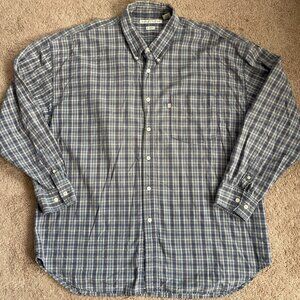 Robert Stock Shirt Mens XLarge Gray Plaid Cotton Grunge 90s Vintage Preppy